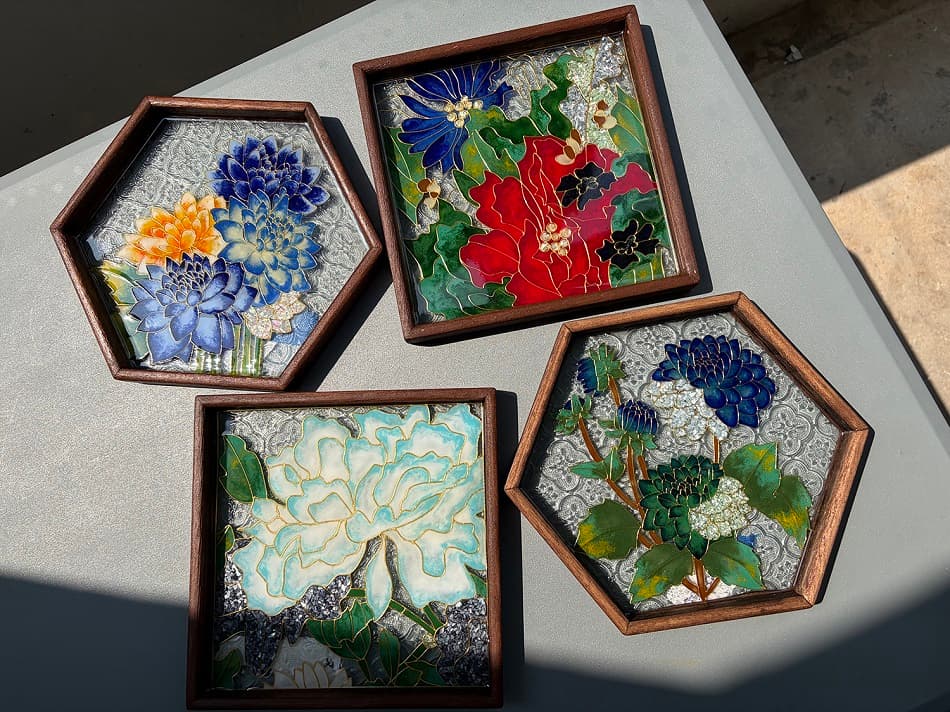 Cloisonné Filigree & Raden Glass Tray